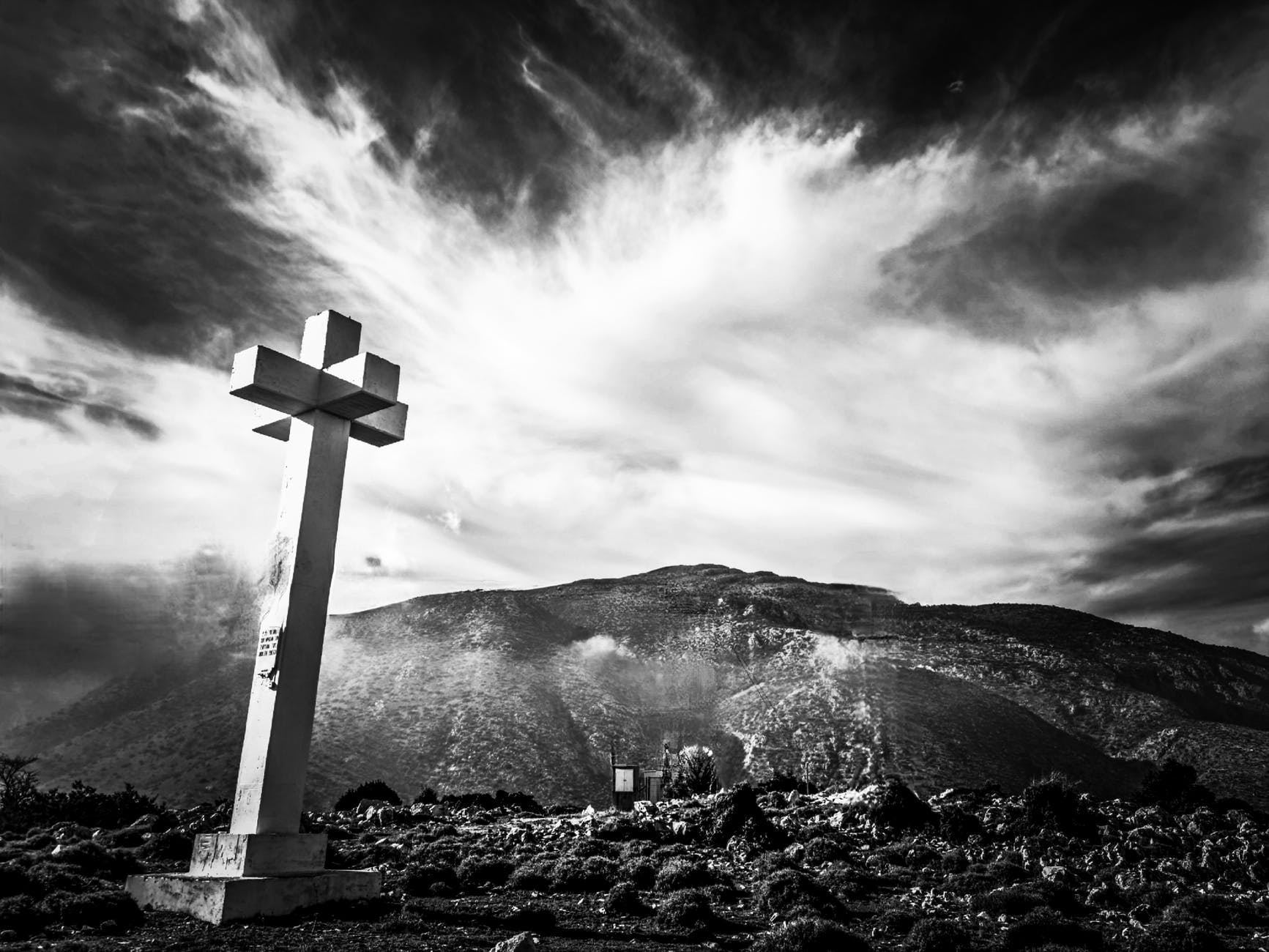 black and white landscape nature sky